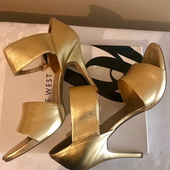 gold nine west heels